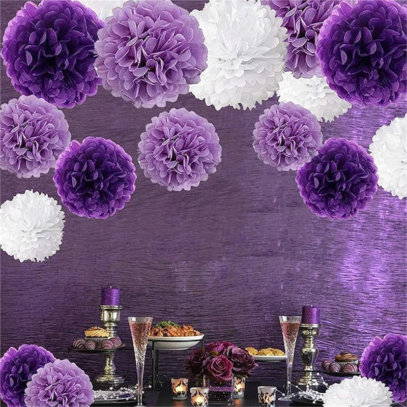 كرات ورقية بيضاء 25 سم ديكور حفلات الزفاف استحمام الطفل عيد الميلاد الكريسماس - Image 3